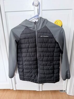 Columbia Kids Black and Gray Quilted Hooded Jacket